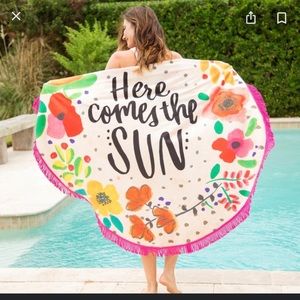 Natural Life Here Comes the Sun round beach towel